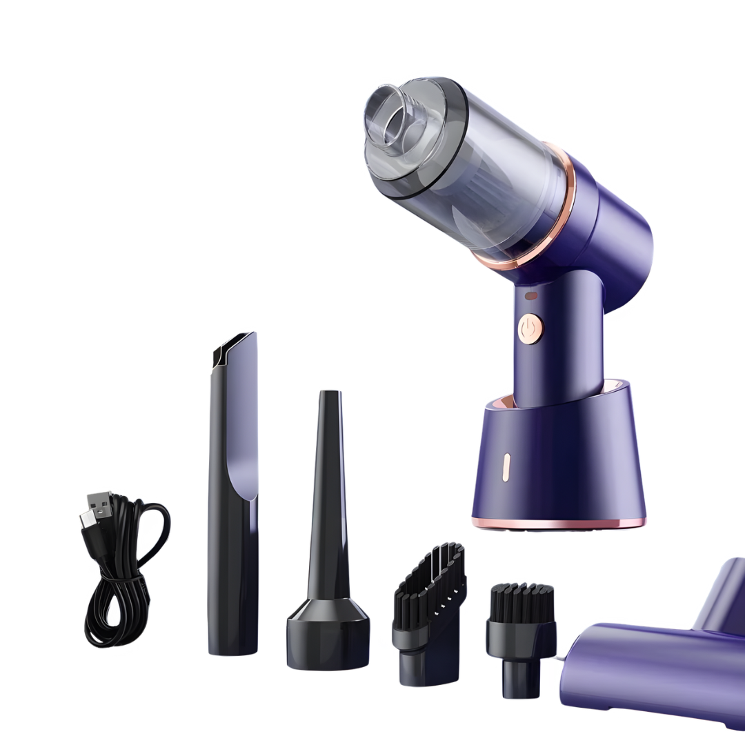 Wireless handheld car cleaner vacuum with multiple attachments and charger, ideal for cheap car vacuum needs.