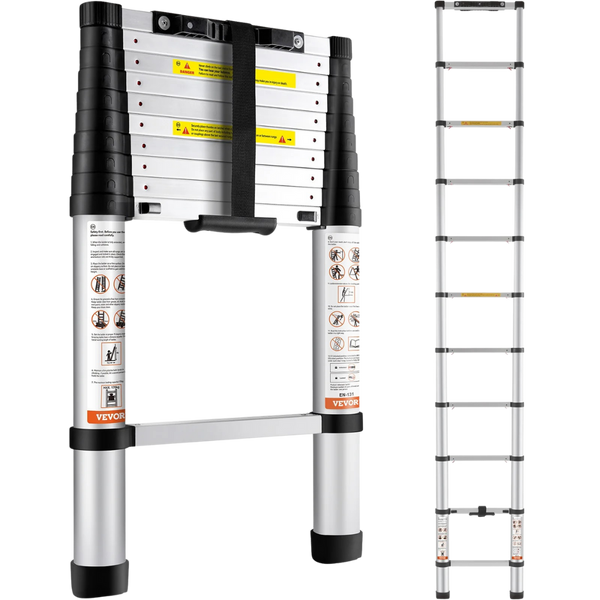 VEVOR Telescoping Ladder Aluminum Extension Step 10.5 Ft Multi-purpose Portable