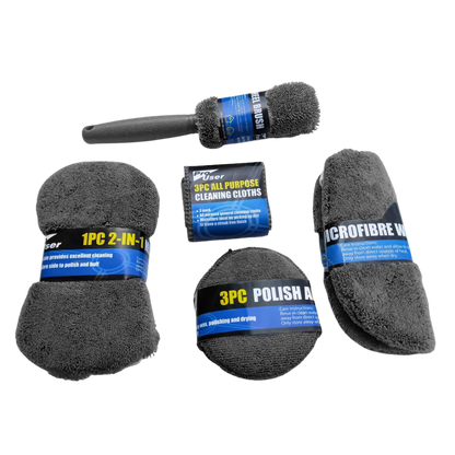 Car Cleaning Cloth Waxing Sponge Wheel Hub Brush 9-piece Set