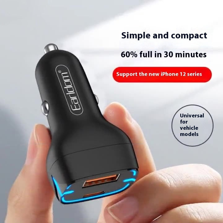 Earldom 2-in-1 Car Charger, 20W, Type C and USB