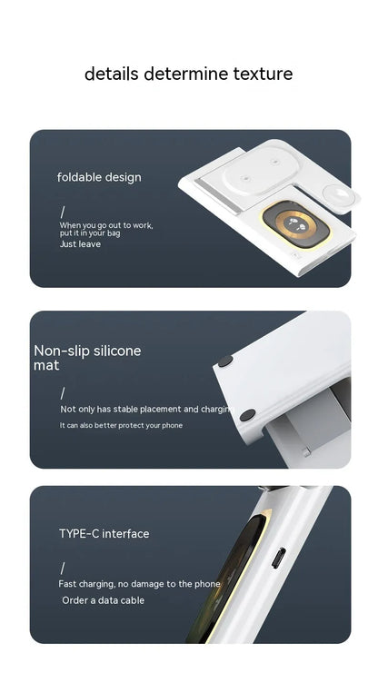 3 IN 1 15W Wireless Charger Magnetic Fast Charging Stand