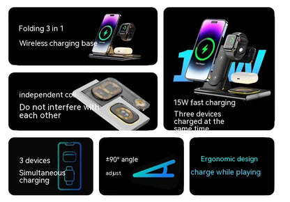 3 IN 1 15W Wireless Charger Magnetic Fast Charging Stand