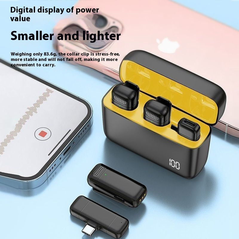 Wireless Collar Clip Microphone Portable Design With Charging Recording