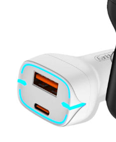 Earldom 2-in-1 Car Charger, 20W, Type C and USB