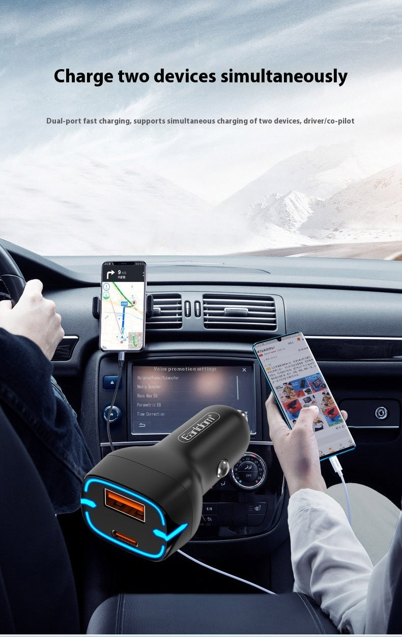 Earldom 2-in-1 Car Charger, 20W, Type C and USB