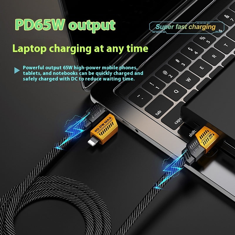 4-in-1 Braided Fast Charger, 1m/2 meter length, lightning, Type C and USB