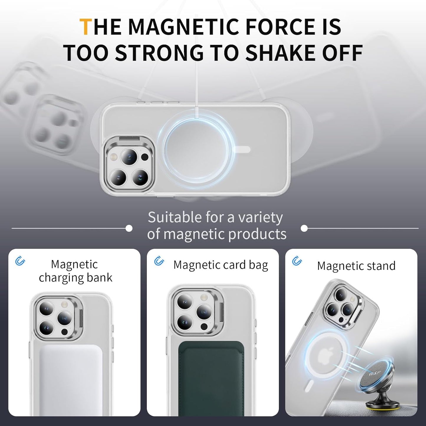 Magsafe Military-Grade Protective Clear Case, Built-in Stash Stand