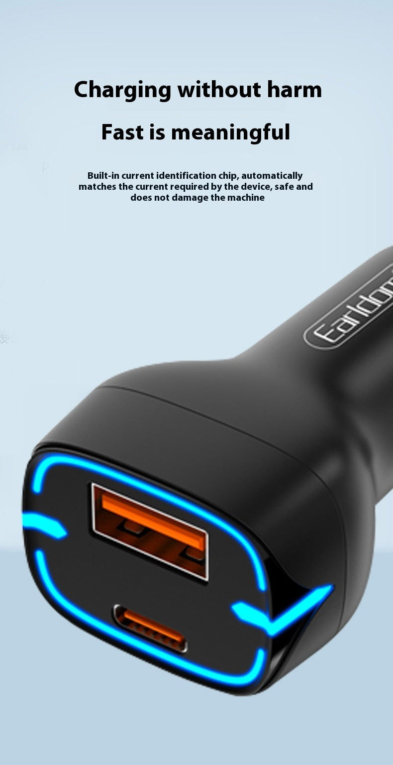 Earldom 2-in-1 Car Charger, 20W, Type C and USB