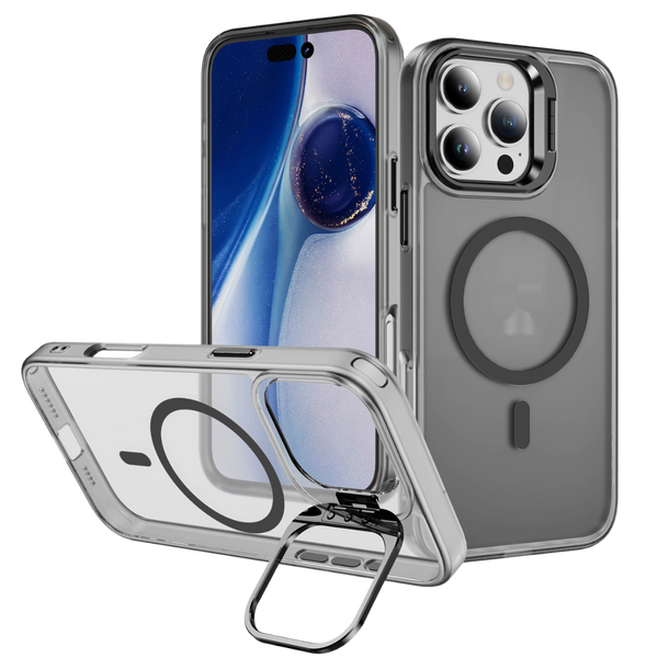 Magsafe Military-Grade Protective Clear Case, Built-in Stash Stand