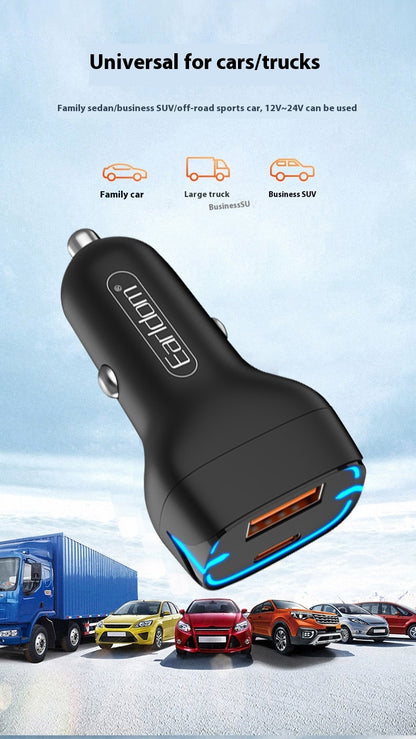 Earldom 2-in-1 Car Charger, 20W, Type C and USB