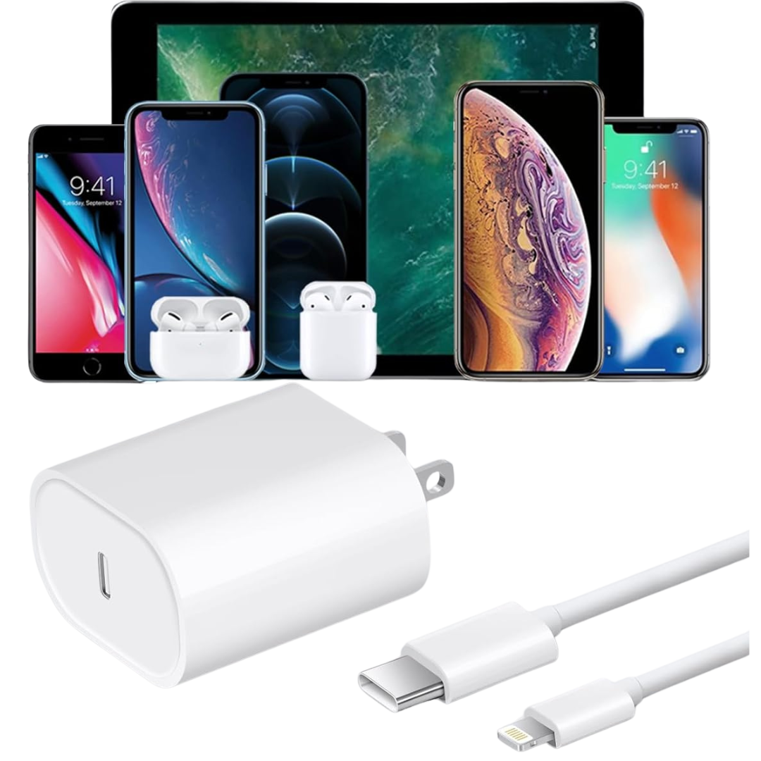 iphone Fast Charger 1m/2m, lightning, Type C with 20W Type C Fast charger block/wall charger