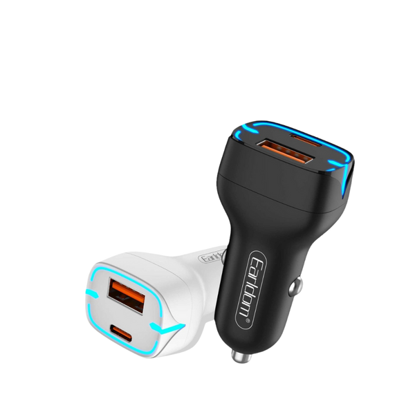 Earldom 2-in-1 Car Charger, 20W, Type C and USB