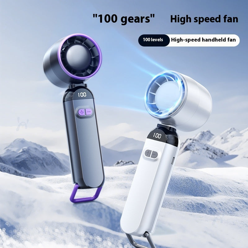 Portable Turbine Strong Digital Display Folding Mini Handheld Fan