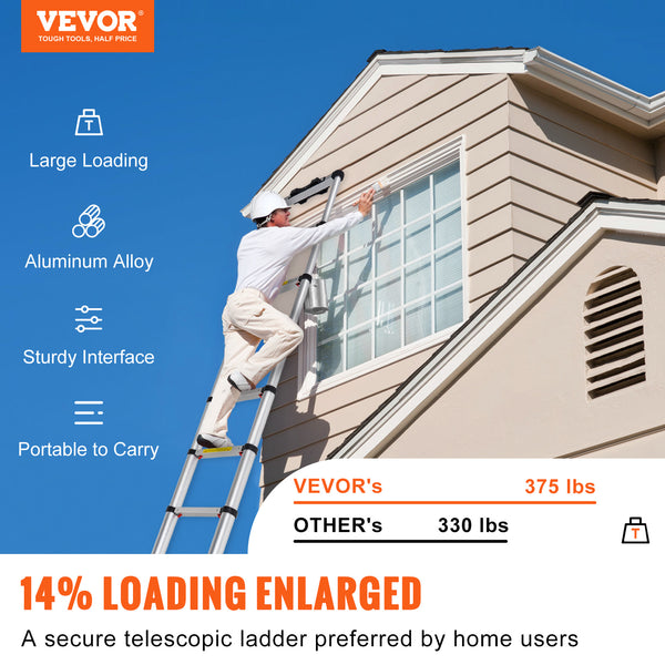VEVOR Telescoping Ladder Aluminum Extension Step 10.5 Ft Multi-purpose Portable